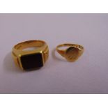 Two 9ct yellow gold rings, approx total weight 10.6g