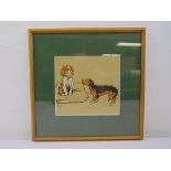 Cecil Aldin framed and glazed image of two dogs, signed bottom left, 18 x 20cm