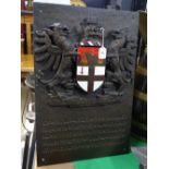 A cast bronze and enamel armorial presentation wa