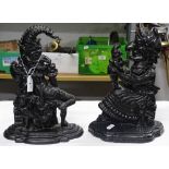 2 painted cast-iron Punch figure doorstops.