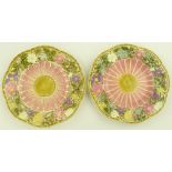 Pair of Zsolnay Pecs plates, relief embossed and p