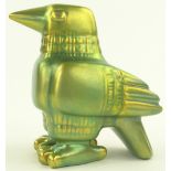 A Zsolnay green Eosin glaze cubist design bird, he