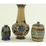 3 pieces of Doulton Lambeth pottery, comprising an
