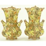 Pair of 19th century Zsolnay Pecs 2 handled vases,