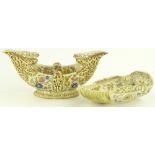 A Zsolnay Pecs oval table centre bowl, pierced and
