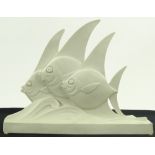 A Robj Sevres porcelain poissons design sculpture,