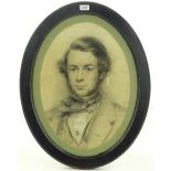 19th century coloured pastels, portrait of a gentl