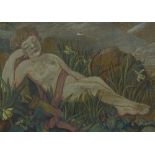 20th century Oil on canvas, Cupid resting, unsigne