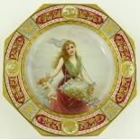 A Vienna porcelain cabinet plate of octagonal form