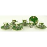 A Coalport 6-piece silver mounted coffee set, gree