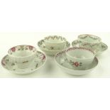 4 18th century Newhall porcelain tea bowls and sau