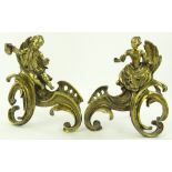 A pair of 19th century French gilt bronze Chenets