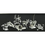 A group of Swarovski crystal animals, boxed, (7)