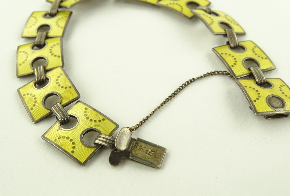 A silver and yellow enamel bracelet and an enamell - Image 3 of 4