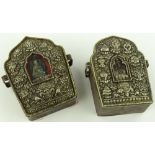 2 Ornate Oriental Buddhistic shrines, relief decor