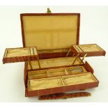 An Asprey's crocodile skin jewel box circa 1920s,