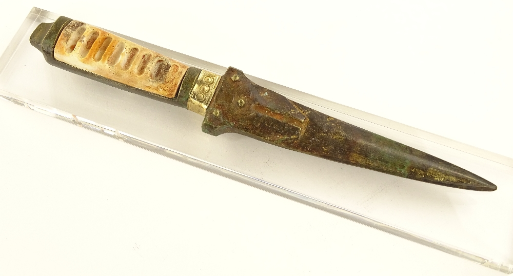 A reproduction Mycenaean dagger with bronze blade,