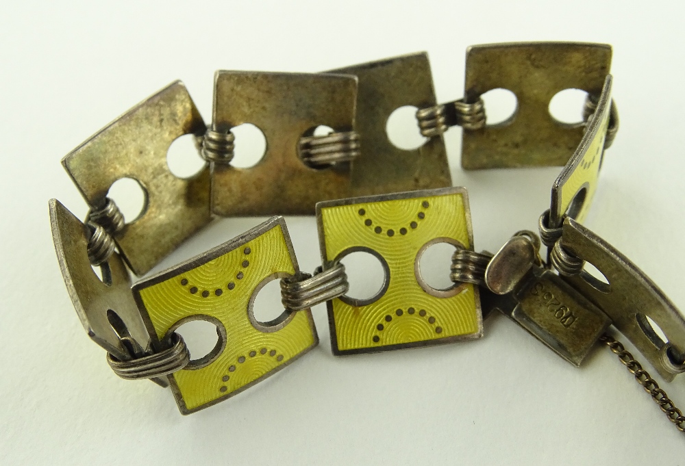 A silver and yellow enamel bracelet and an enamell - Image 4 of 4