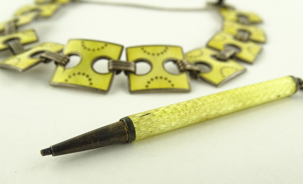 A silver and yellow enamel bracelet and an enamell - Image 2 of 4