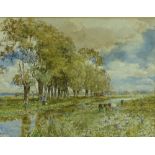 Claude Hayes, watercolour, on the banks of the Ken