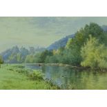 Francis George Coleridge, watercolour, river scene