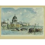 Edward Wesson, pair of coloured prints, London sce