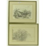 E Toovey, 4 pencil drawings, German landscapes, 10