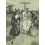 George Roller, oil on canvas, lady cyclists, signe