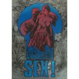 Martin Sharp, 1960s foil printed poster, Sex! 29"