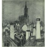 Roger Muhl, proof lithograph, city scape (before c