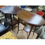 A rosewood octagonal 2-tier occasional table and a