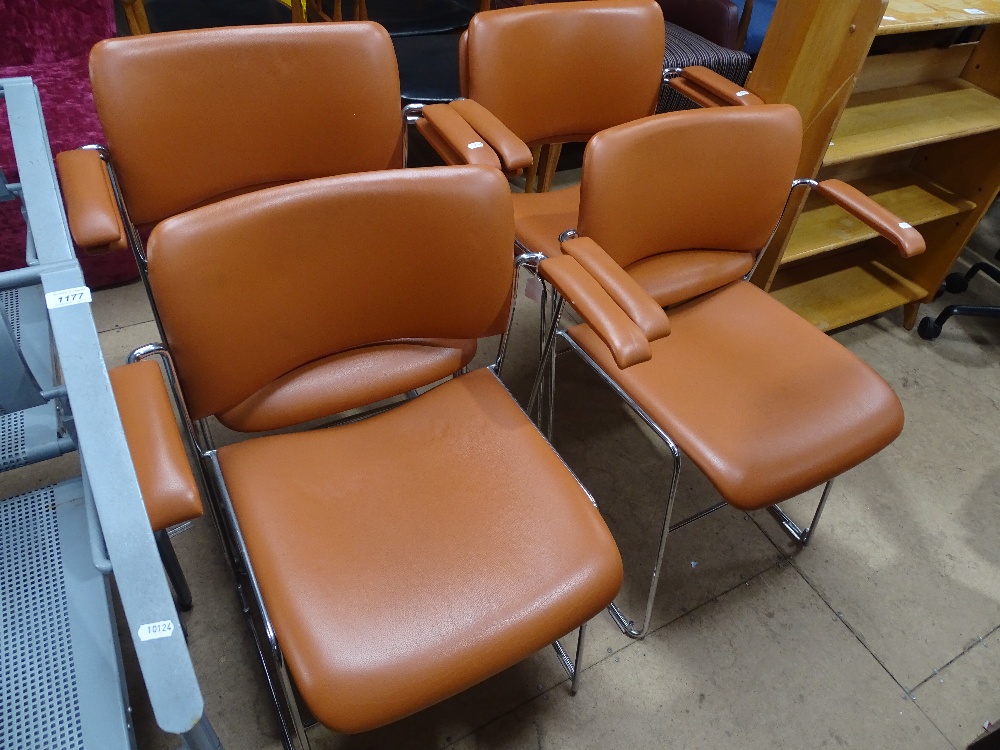 Set of 6 Howe 40/4 tan leather stacking armchairs