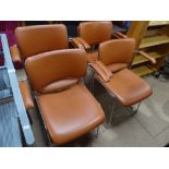 Set of 6 Howe 40/4 tan leather stacking armchairs