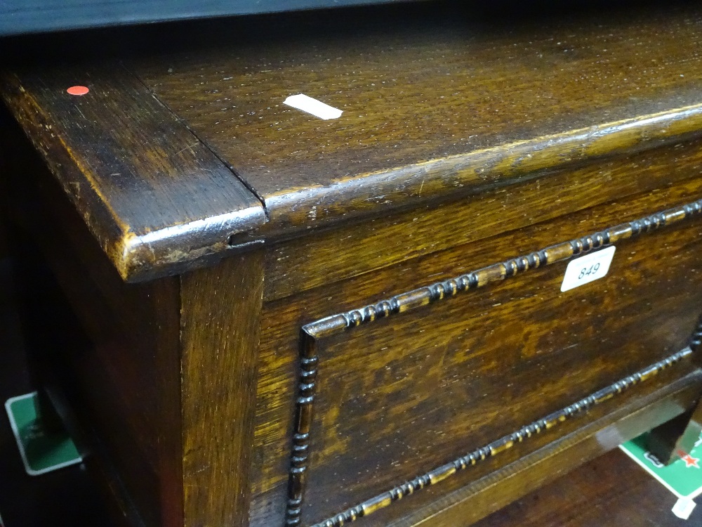 A small panelled oak coffer, width 1'9", height 15 - Image 2 of 2