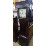 An 18th century 30-hour oak long cased clock, with