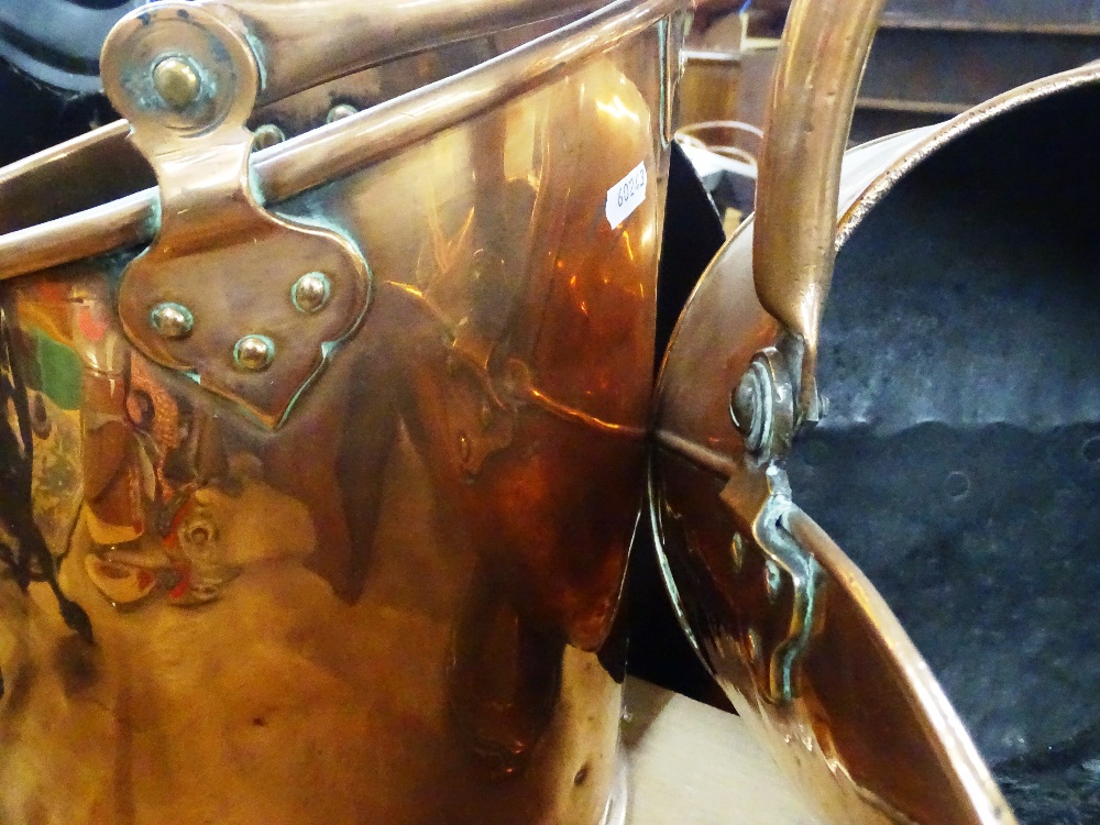 A copper coal bucket and a copper coal scuttle. - Image 2 of 2