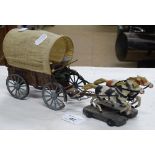 A German tinplate Pioneers wagon and figure drawn