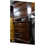 A pair of American mahogany 3-drawer bedside chest