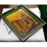 Marquetry picture - continental town scene.