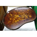 A Serpentine shaped Antique galleried tea tray