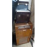 An HMV walnut cased radiogram, and quantity of rec