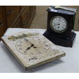 A slate cased mantel clock and a metal nursery wal