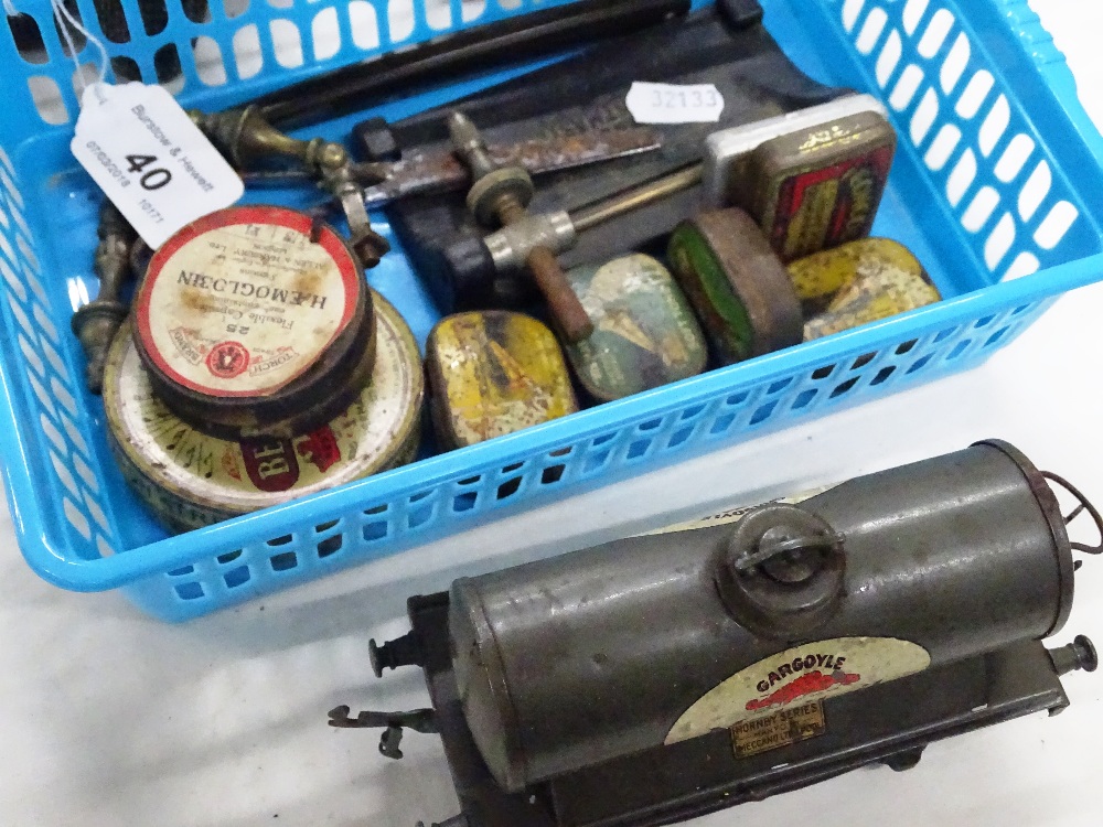 Hornby tanker, gramophone needle tins, a pair of T - Image 2 of 2