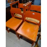 A set of 6 1960s/70s orange stained beech chairs w