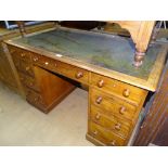 A Victorian mahogany twin pedestal writing desk, w