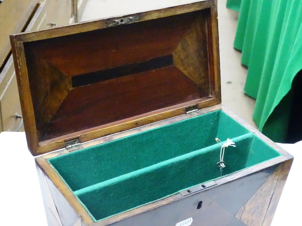 A sarcophagus tea caddy with parquetry work decora - Image 2 of 2