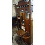 A late Victorian mahogany mirror back hallstand, h