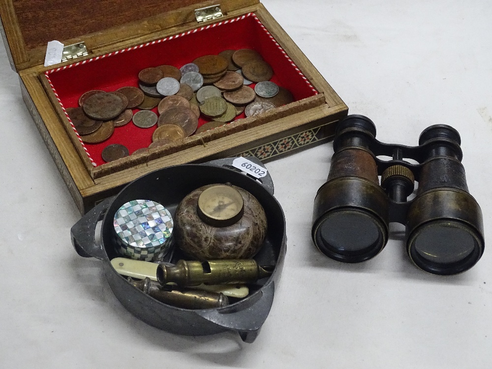 Binoculars, coins, whistles and an Arts & Crafts E