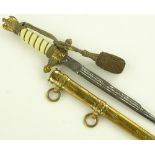 A German Third Reich Navy dagger, brass eagle desi