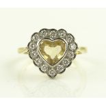 An 18ct gold citrine and diamond heart shaped clus